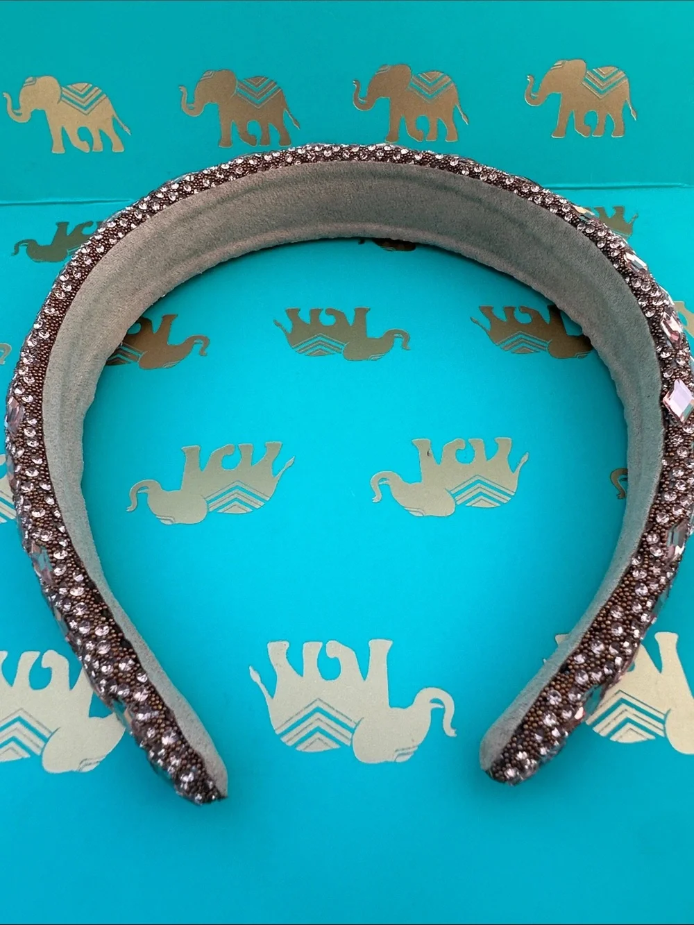 Embellished Pink Rose Gold Crystal Padded Headband